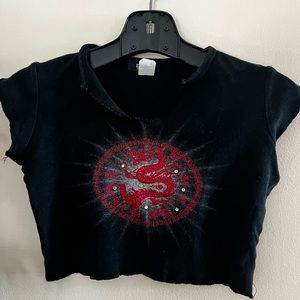 Dragon and rhinestone baby doll crop top.
